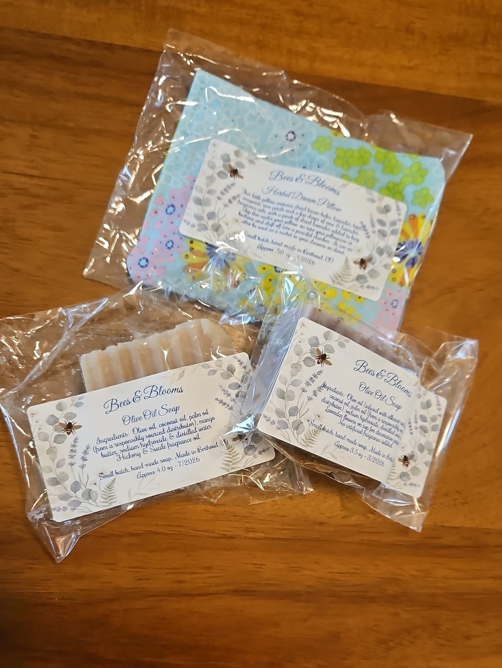 Gift Set ~ Herbal Dream Pillow + 2 Bars of Hand-made Olive Oil Soap